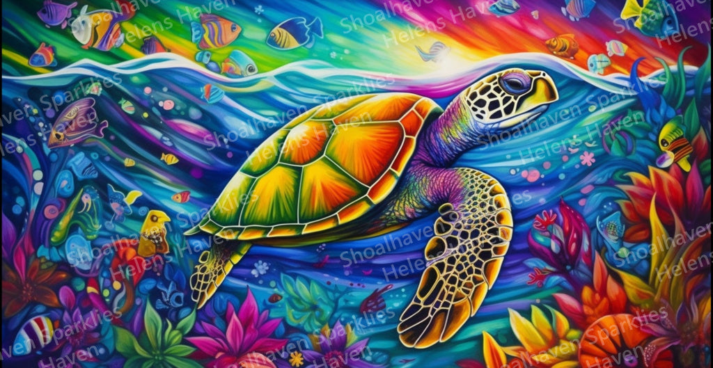 Neon Reef Turtle 100x50