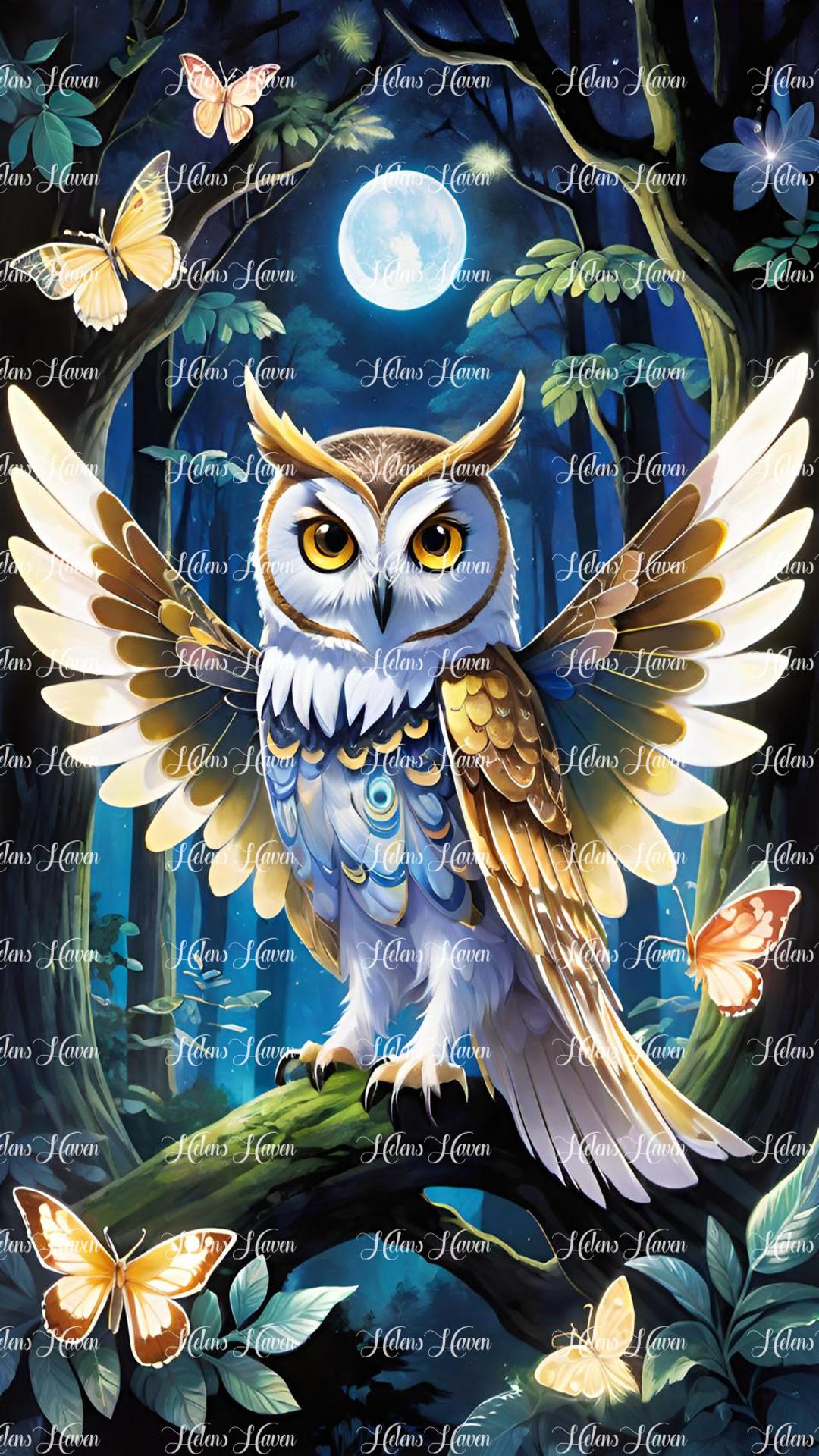 Owl in the moonlight