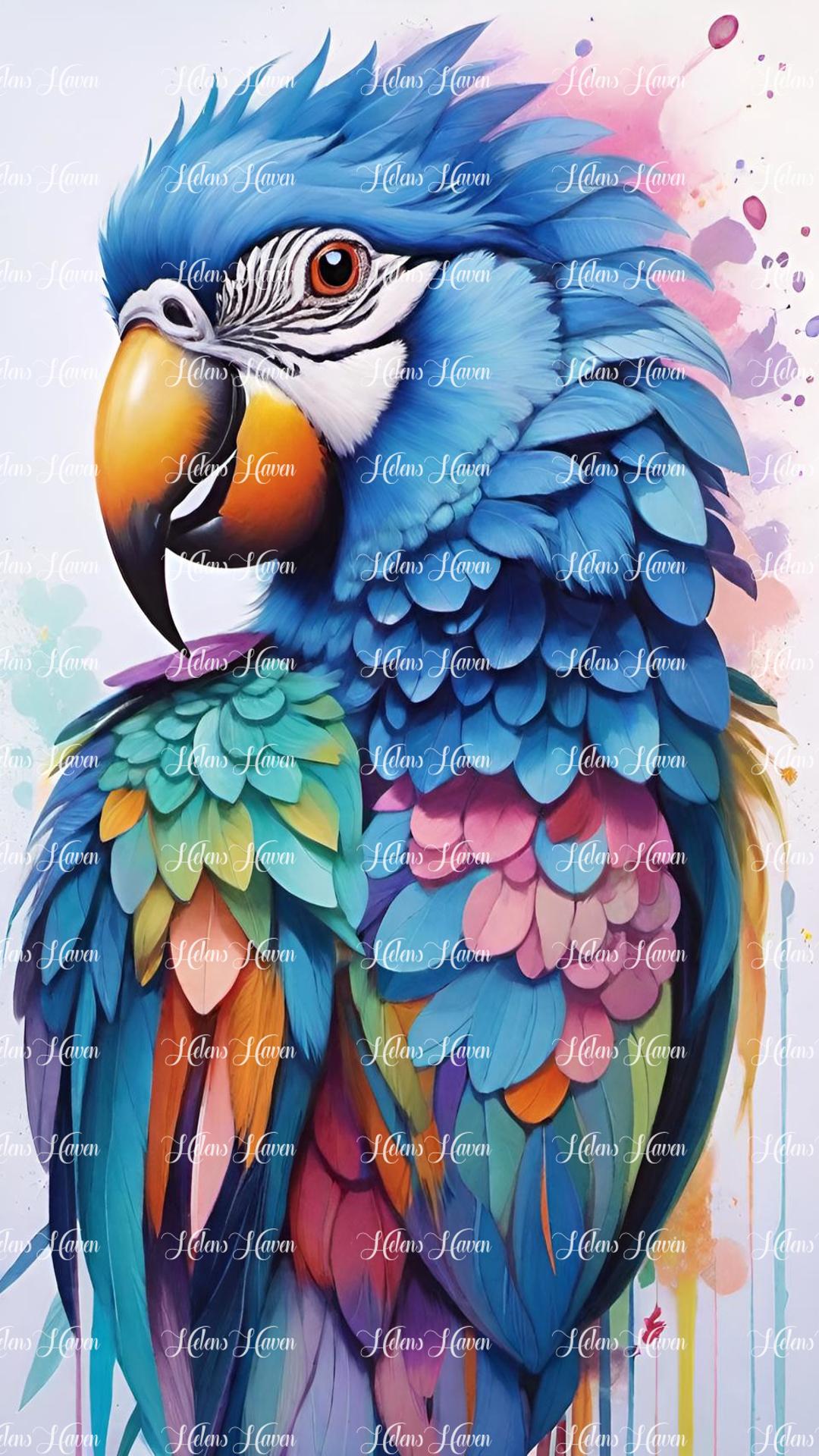 Colourful blue art parrot