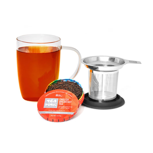 TEA MUG FOR 1 - INCLUDING ENGLISH BREAKFAST TEA TRAVEL TIN