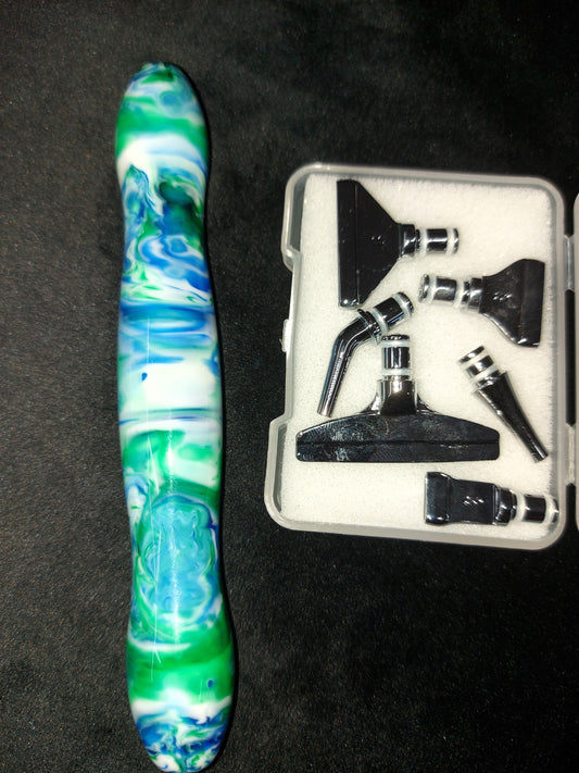 Resin Pen - Blue-Green Swirl With Stainless Tip Set