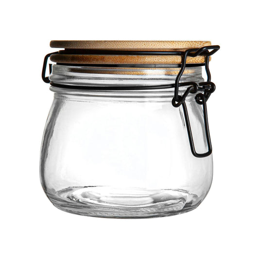 Argon Tableware Storage Jar with Wooden Lid - 500ml - Black Seal