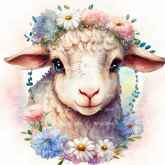 Cute Sheep in flowers