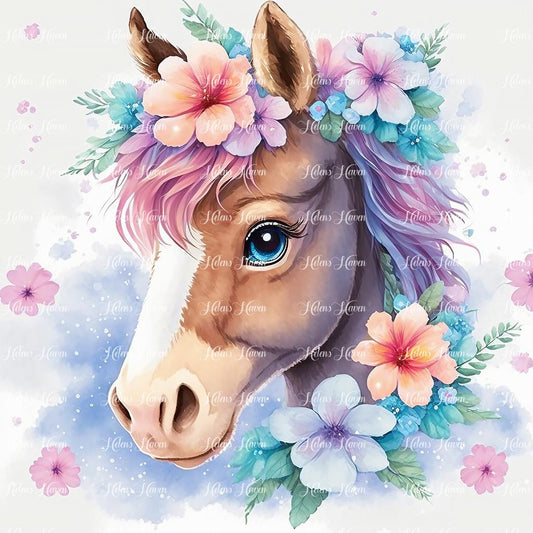 Pony in flowers