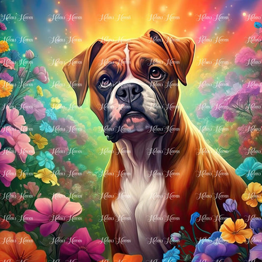 Boxer in flowers