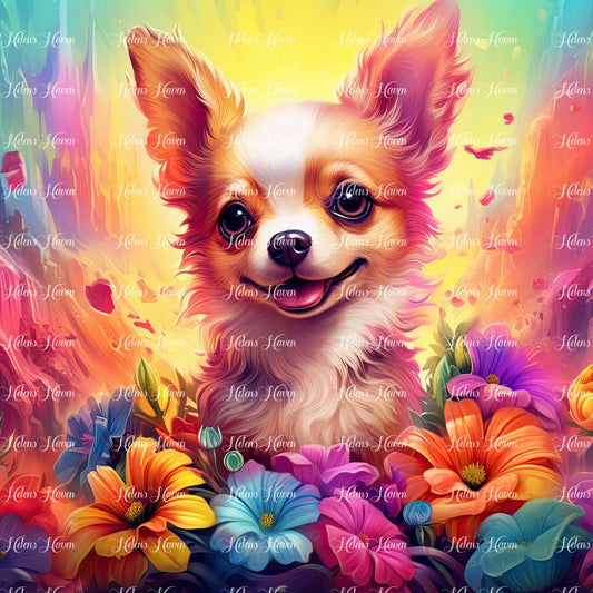 Chihuahua in flowers