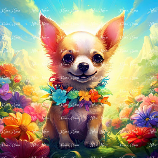 Tiny Chihuahua in flowers