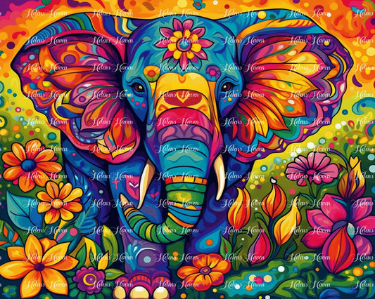 Neon floral Elephant