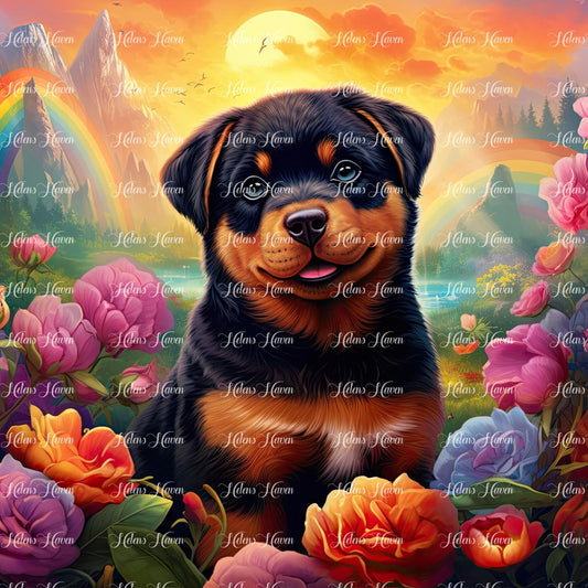 Rottweiler in flowers