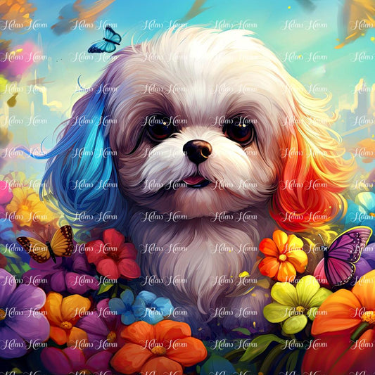 Shih Tzu in flower forest