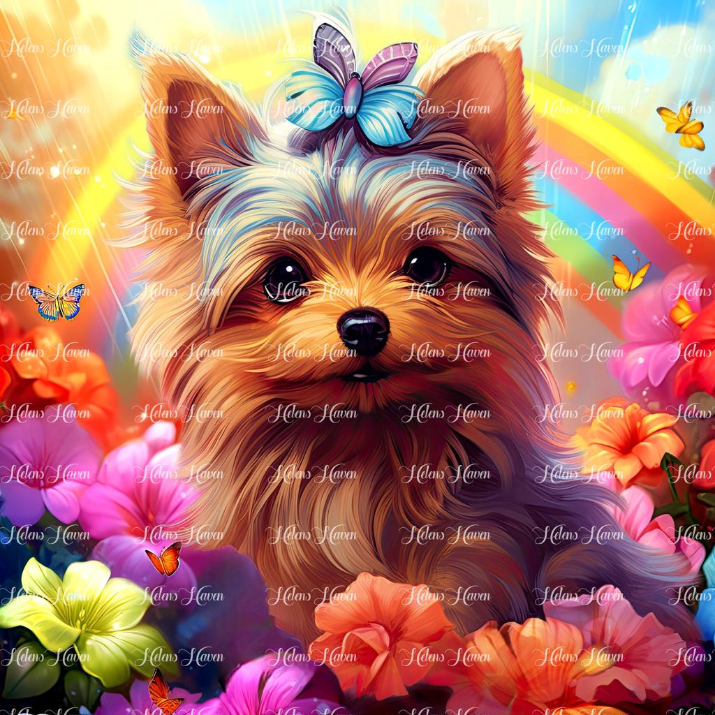 Cute fox terrier in flowers