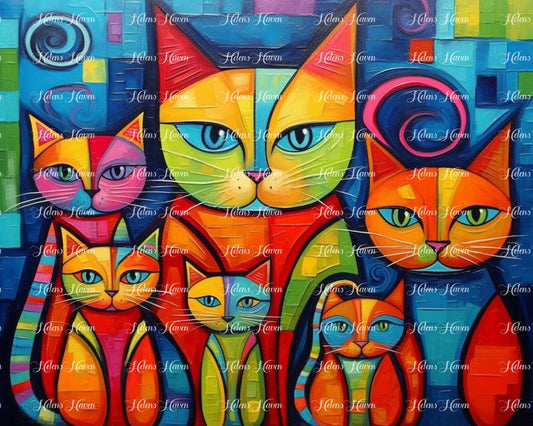 Neon cat collage art