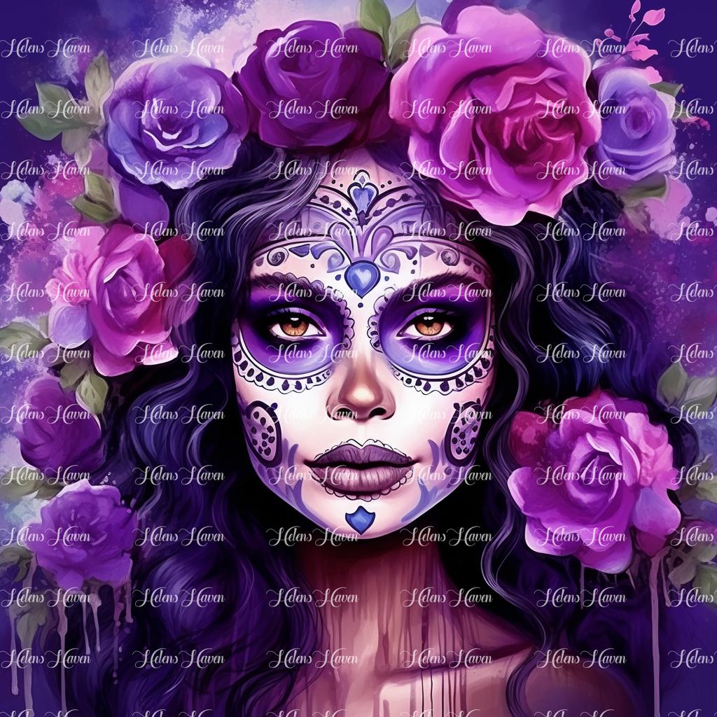 Sugar skull in purple hues