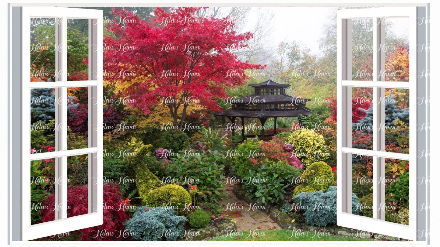 Japanese style garden with a gazebo