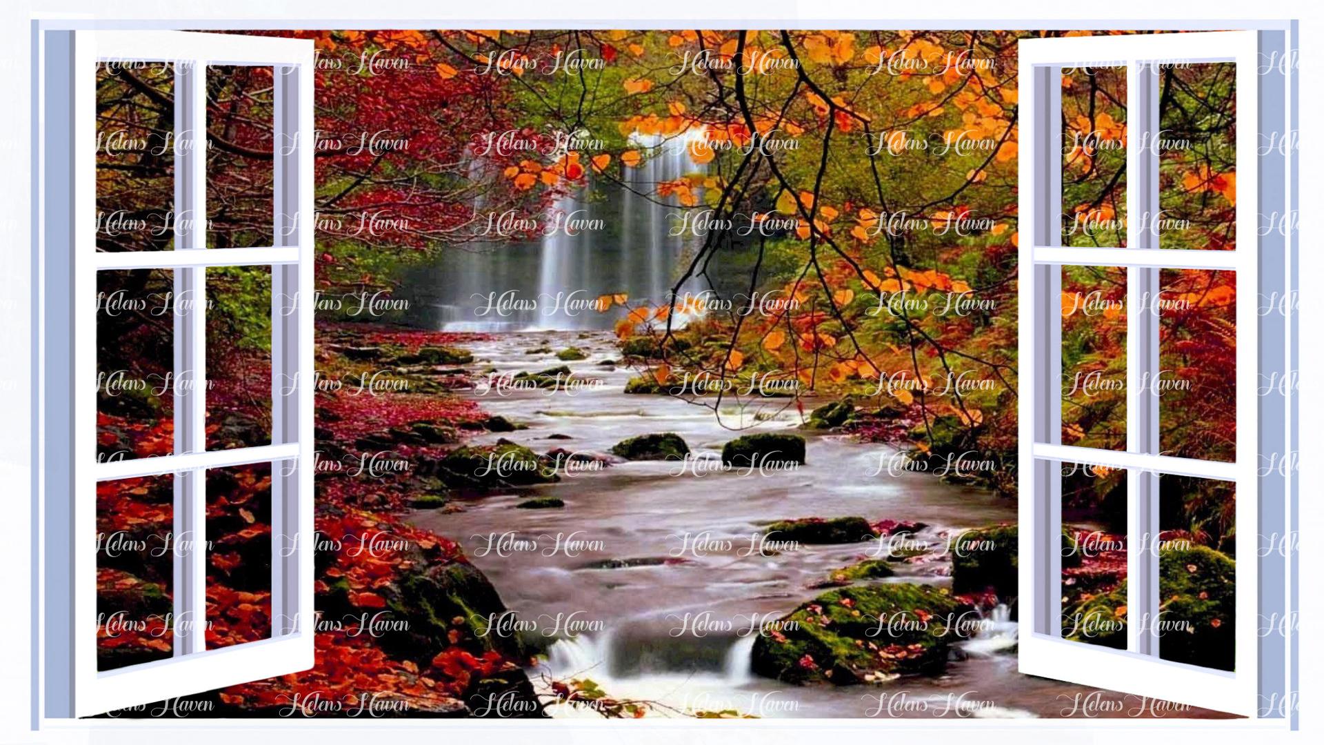 Waterfalls with autumn colours on the trees