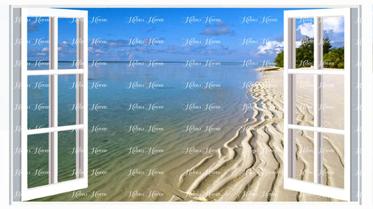 The waves form a sandscape on a lovely white beach