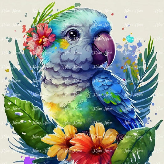 Tropical blue parrot