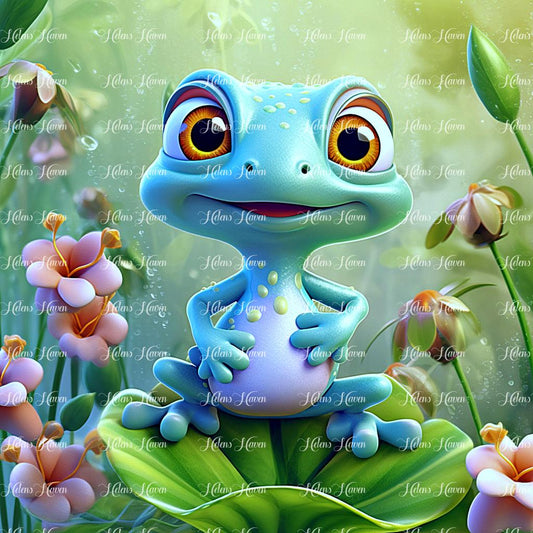 Cute teal baby frog