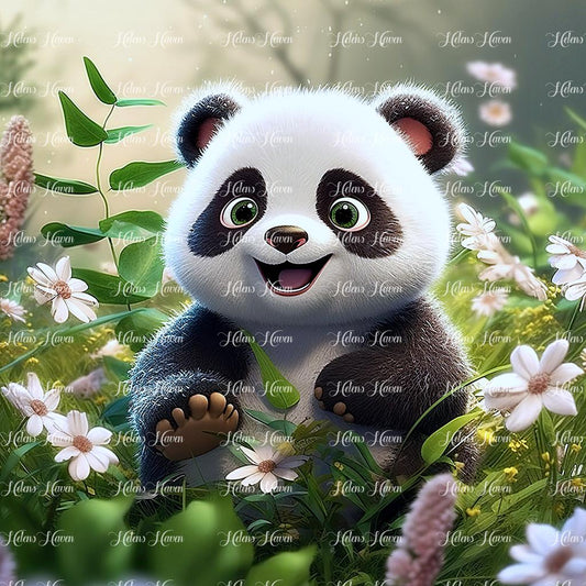 Cute happy baby panda