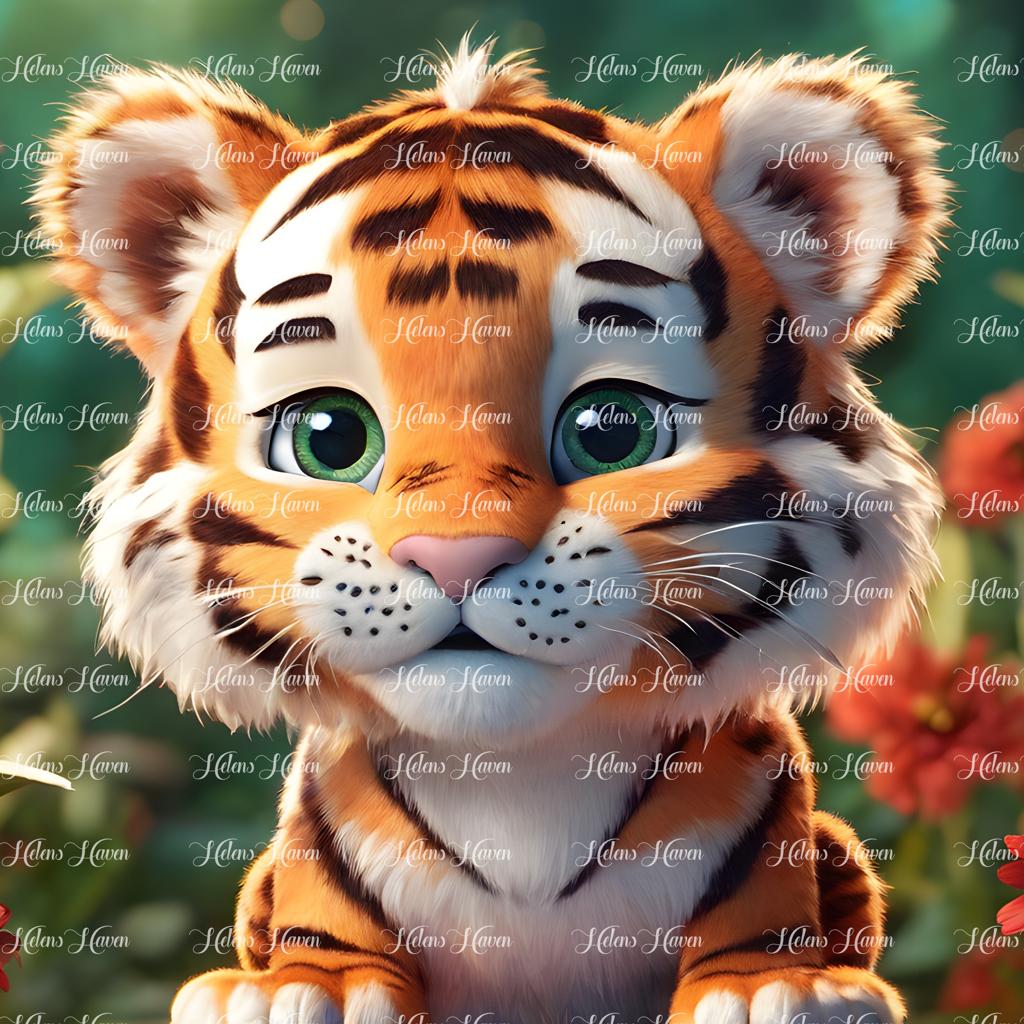 Orange and black tiger cub