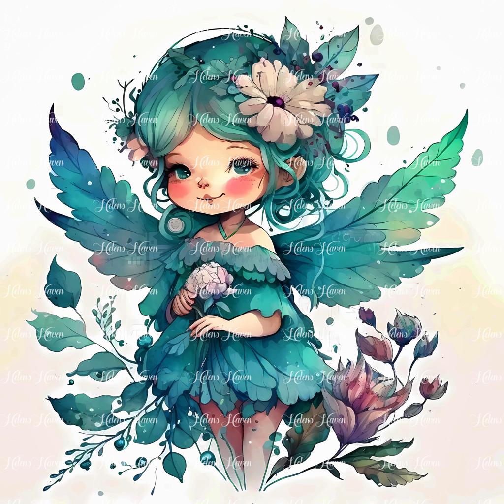 Pretty girl fairy wearing teal