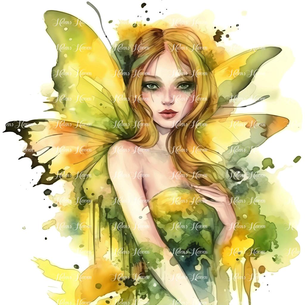 Spring yellow butterfly fairy