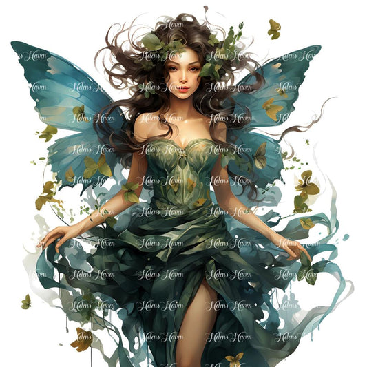 Teal butterfly forest fairy