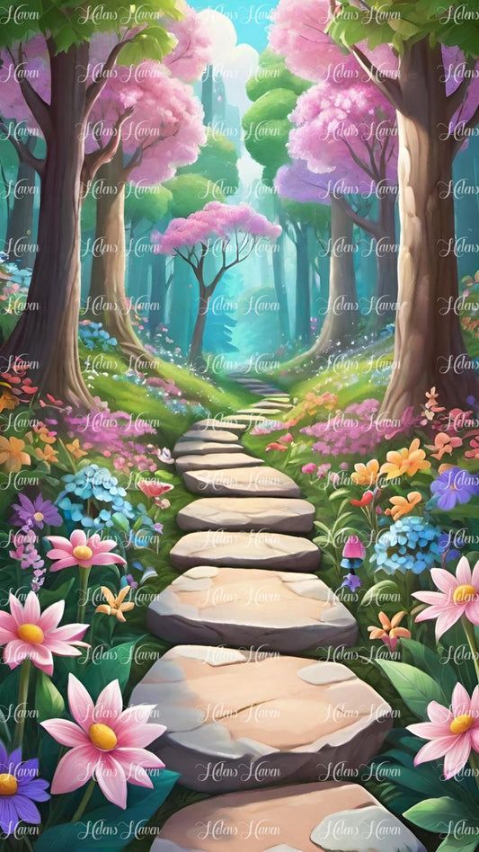 Pretty garden path in a fantasy forest