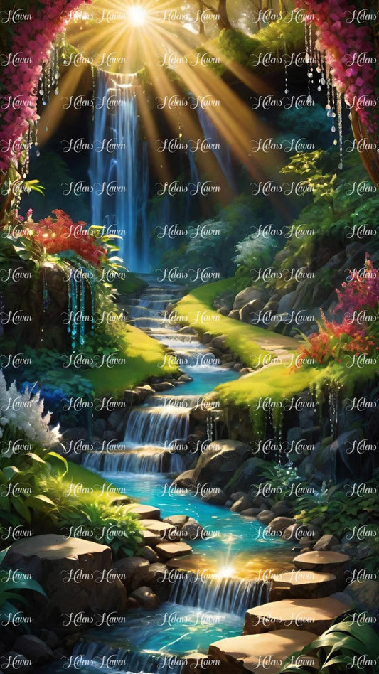 Moonlight Brook meanders through the tranquil forest, its surface aglow with the ethereal light of the moon. 