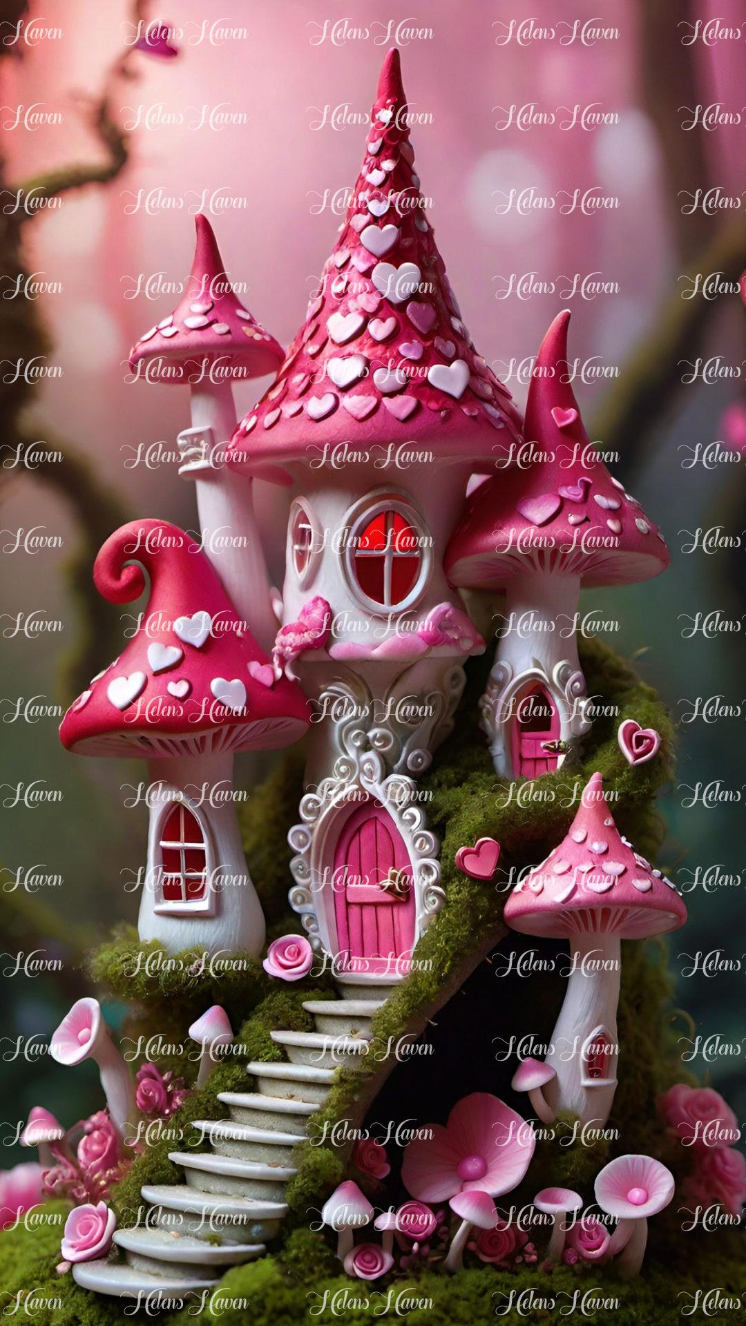 A bright pink pixie castle emerges, crafted with love and adorned with whimsical charm