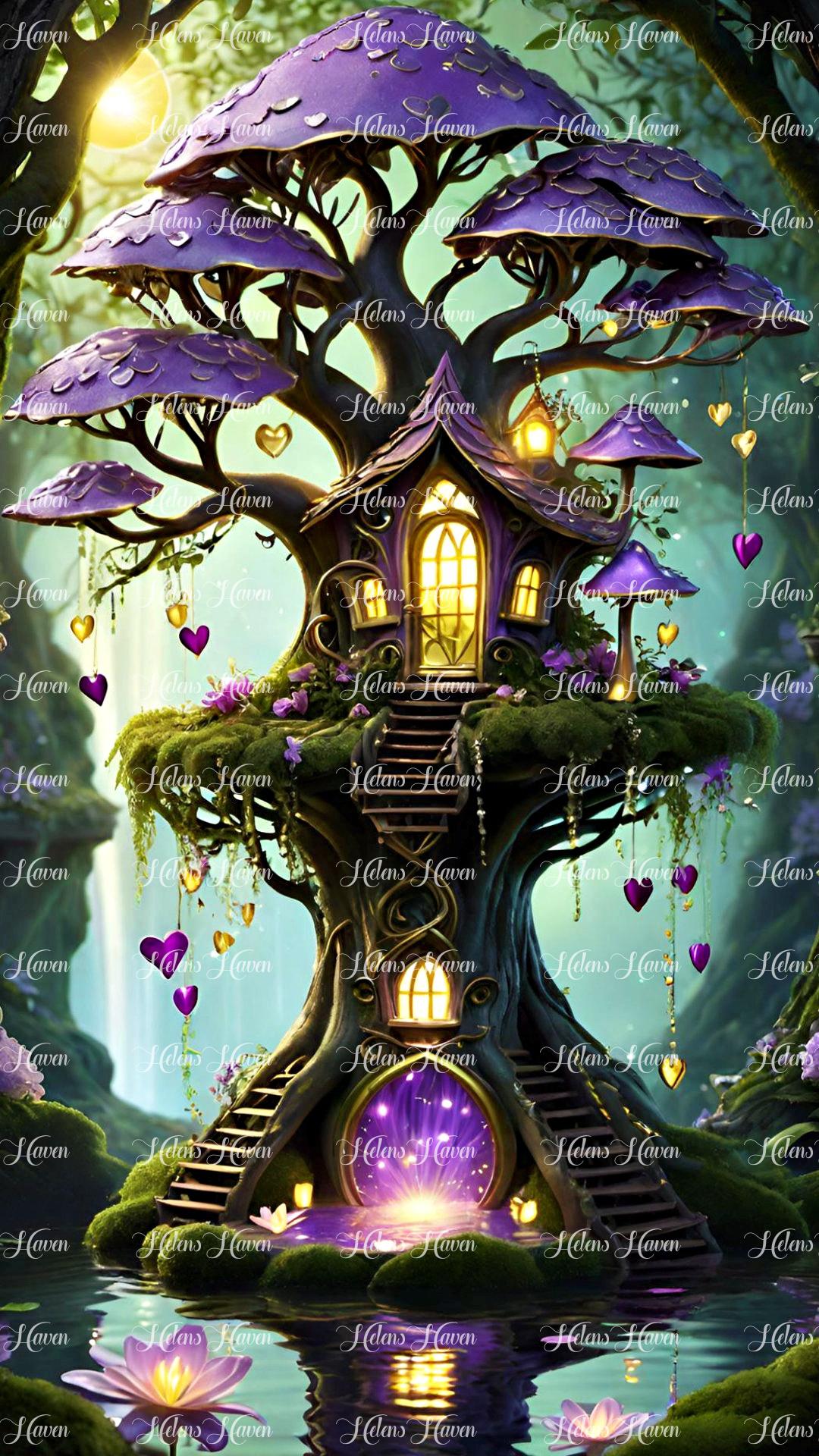 In the heart of the enchanted forest lies the secret sanctuary of the purple fairy grotto.