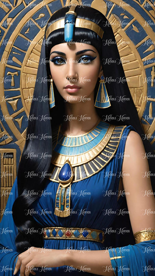 Cleopatra in blue and gold