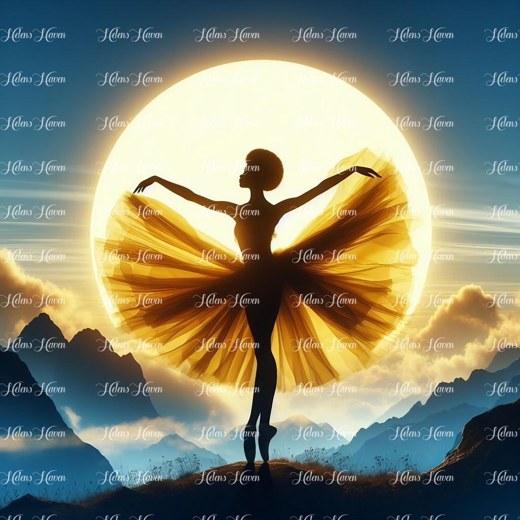 Bathed in the soft glow of the full moon, a ballerina pirouettes with effortless grace,