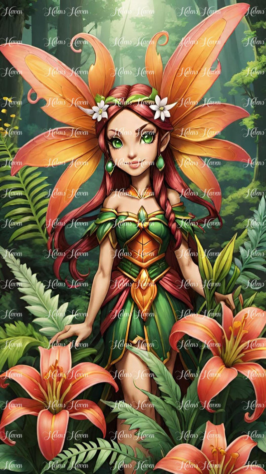 The fairy queen of the orange lily reigns majestically amidst a garden of vibrant blooms.