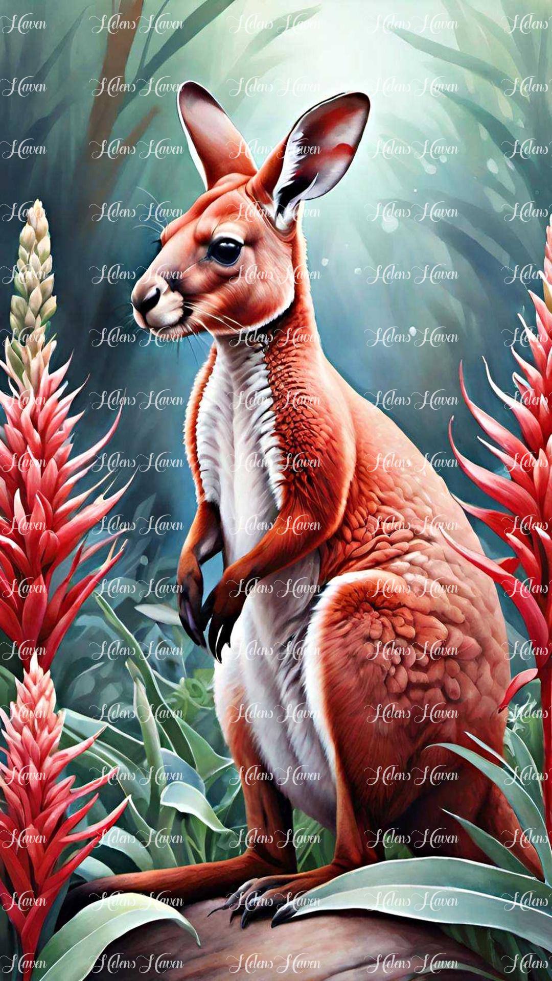 The Australian red kangaroo keeps a vigilant lookout over the vast outback bush