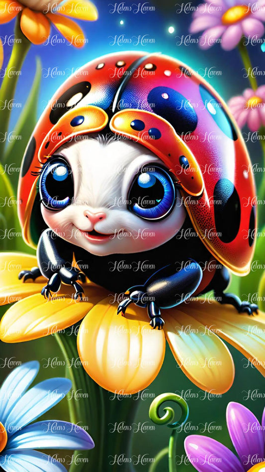 Cute ladybug in flowers
