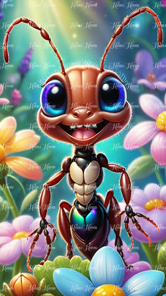 Cute ant in flowers