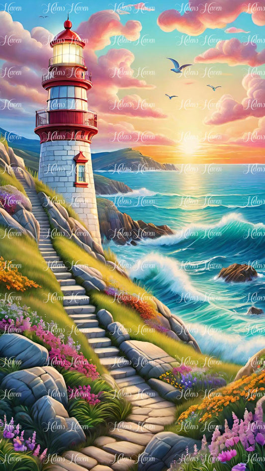 Lighthouse with rock path