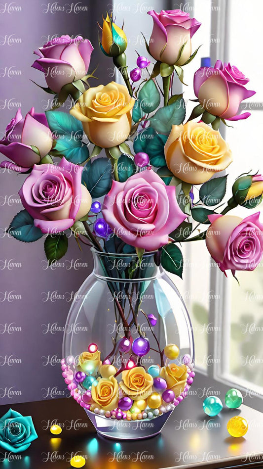 Window sill flowers in a glass jar