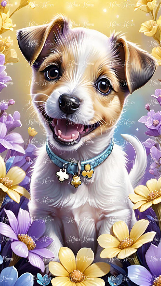 Jack Russell With Flowers