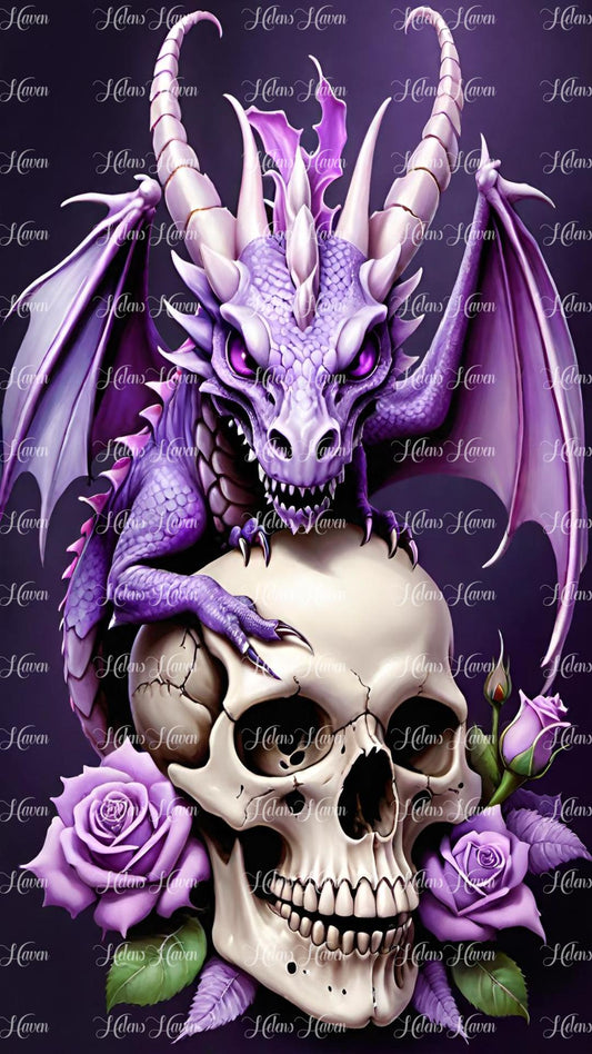 Dragon Rose Skull Purple