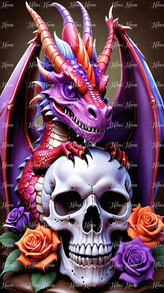 Baby Dragon Rose Skull