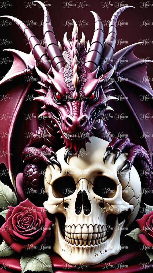 Burgundy Dragon Skull