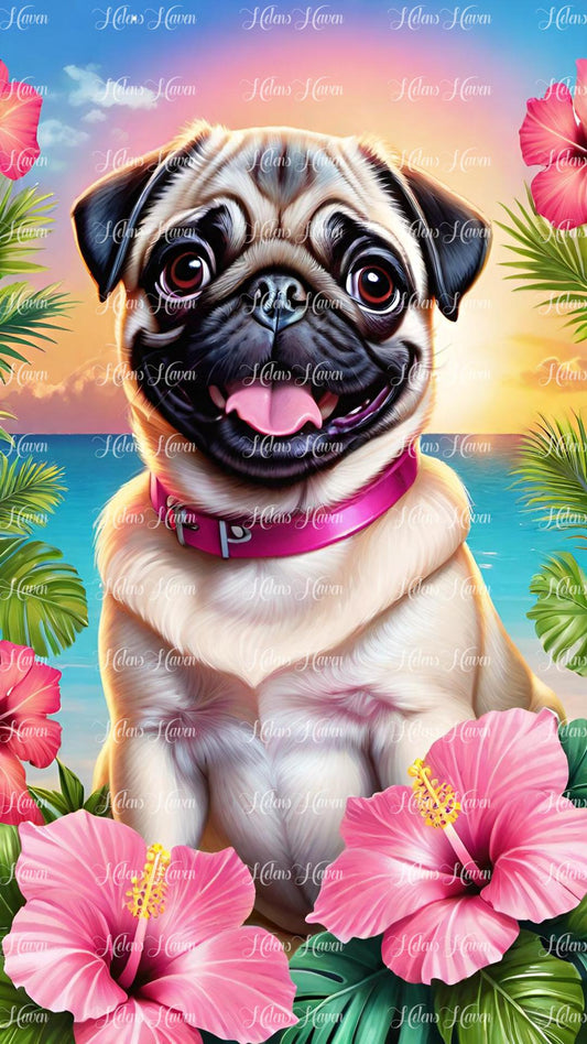 Pink Hibiscus Pug