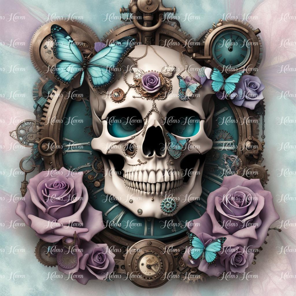 Steampunk butterfly skull