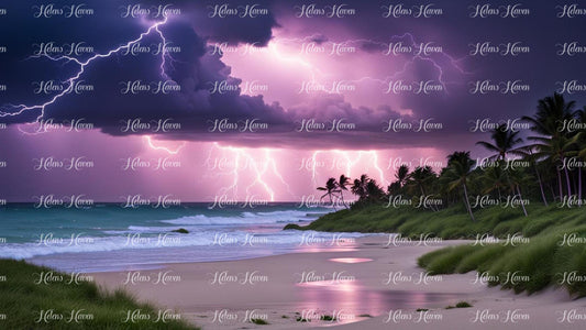 Stormy beach at night