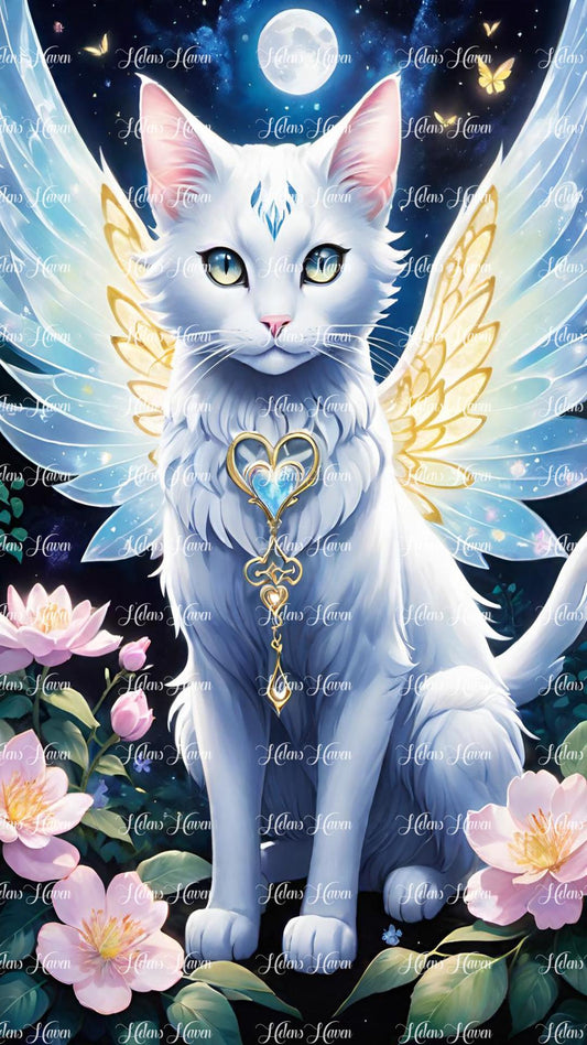 White cat with wings