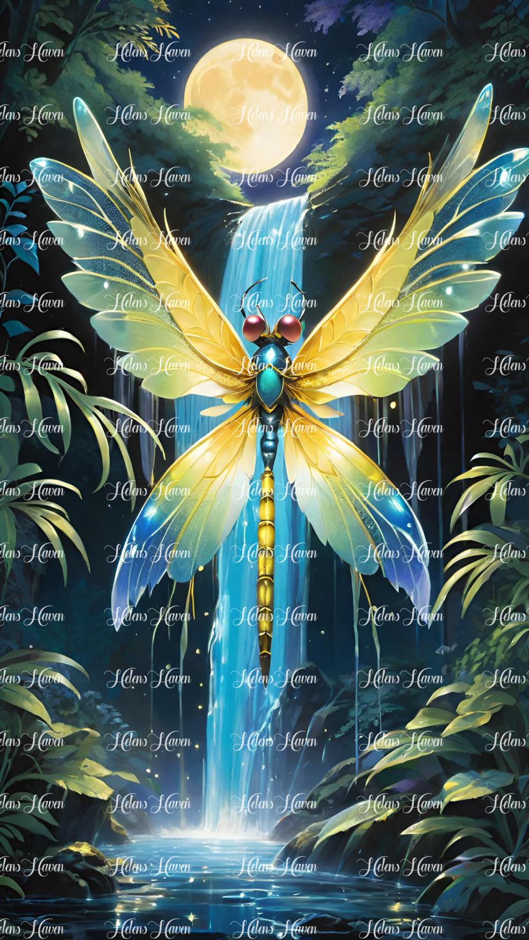 Dragonfly creature in the moonlight