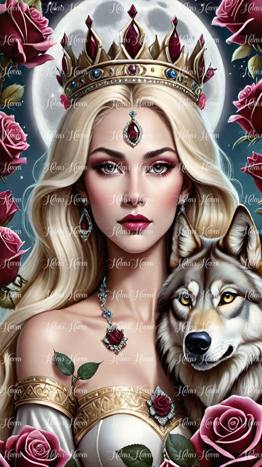 Wolf Princess blonde in red