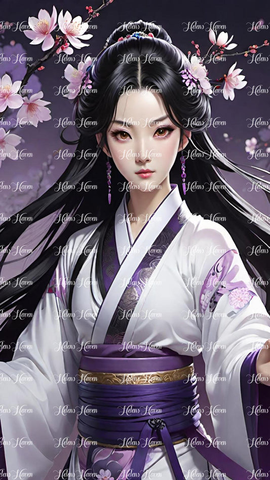 Purple long haired geisha